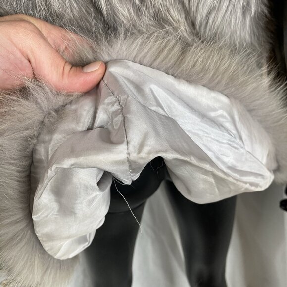 Vintage GRAY FOX FUR & SUEDE LEATHER JACKET Coat size Small Mob Wife 70s 80s - Picture 9 of 16